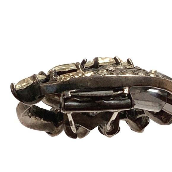 Eisenberg Antique Sterling Silver Swirl Rhinestone Brooch - Fur Pin - Picture 6 of 8